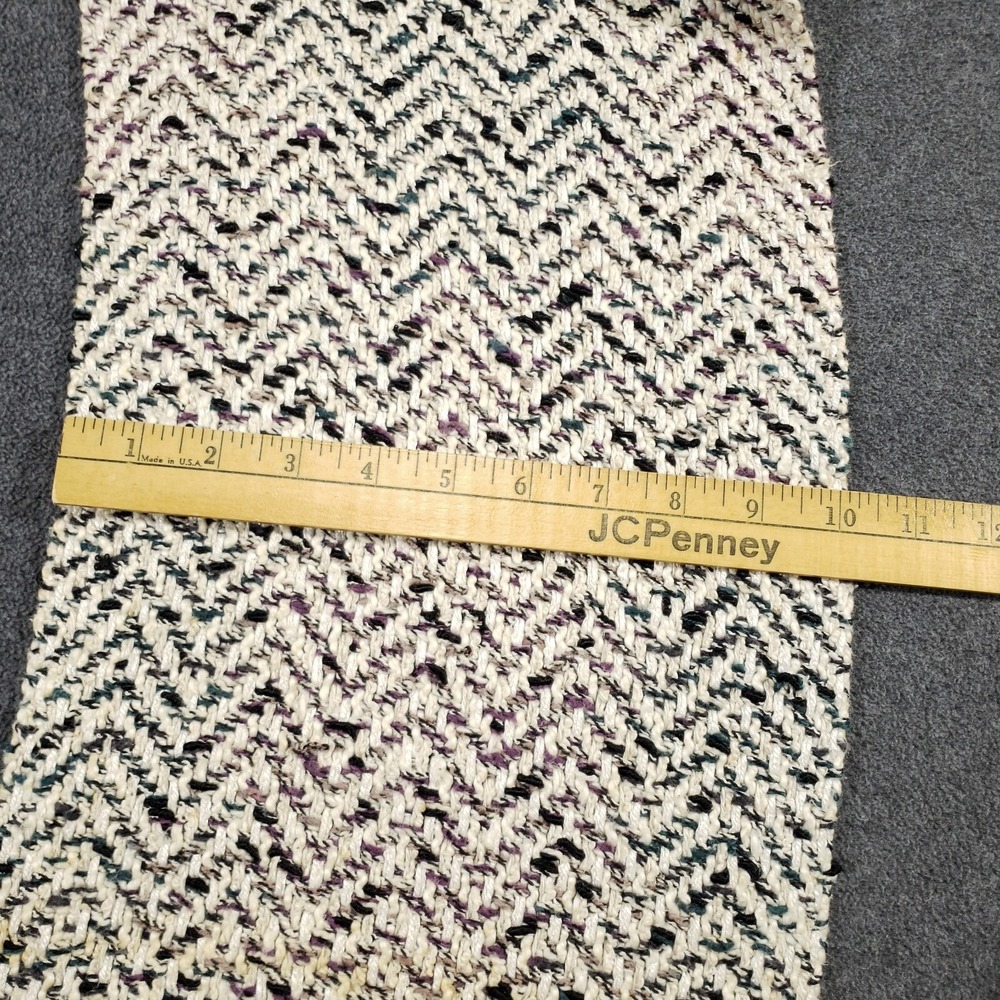Faye Volk Scarf Women OS Cream Textured Chevron Silk Blend Hand Knit Fringe Art - Picture 6 of 7